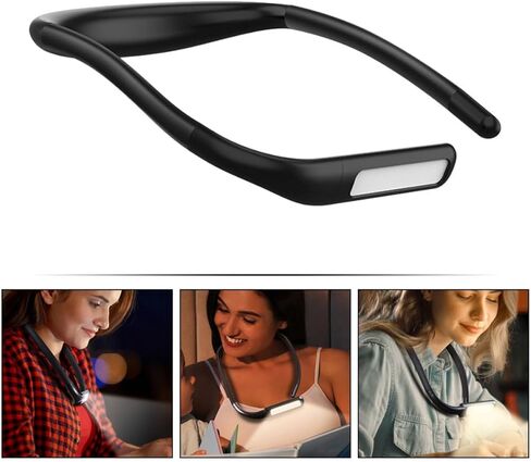 Rechargeable LED Neck Reading Light Flexible Arm, Eye-Caring Night Book Light for Bed Reading, 3-Color Continuous Dimming, Portable Hands-Free Lamp for Adults in Saudi Arabia