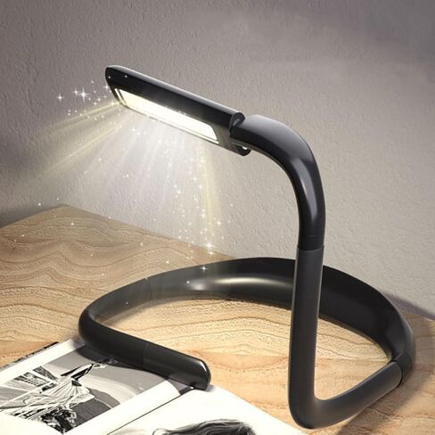 Rechargeable LED Neck Reading Light Flexible Arm, Eye-Caring Night Book Light for Bed Reading, 3-Color Continuous Dimming, Portable Hands-Free Lamp for Adults in Saudi Arabia