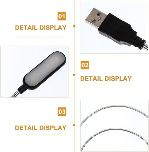 2pcs USB Laptop Reading Lamps Portable Mini Notebook Night Lights White Light for Home Office Use, Compact USB Computer Lamps in Black in Saudi Arabia