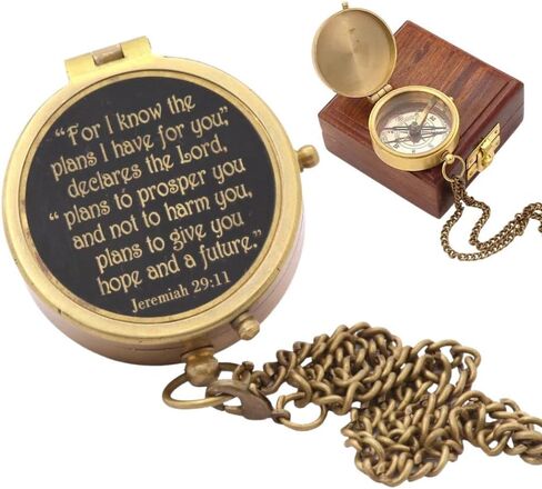 Compass – Brass Directional Vintage Compass Engraved with “for I Know The Plans I Have for You – Jeremiah 29:11" Communion Christian Gifts for Women/Men, Nautical Handmade Antique Décor Baptism Gifts in Saudi Arabia