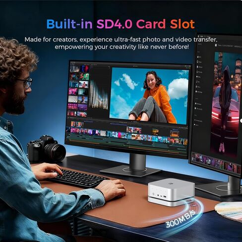 محطة إرساء Beelink Mate SE-A ​​80 جيجابت في الثانية USB-C، فتحة M.2 PCIex2 SSD مزدوجة (16 تيرابايت كحد أقصى)، USB-A3.0 * 2، 2.5G LAN * 1، SD4.0 * 1، لأجهزة SER8/SER9 PRO/أجهزة الكمبيوتر المحمولة/كمبيوتر سطح المكتب/كمبيوتر صغير، سبائك الألومنيوم، فضي فروست in Kuwait