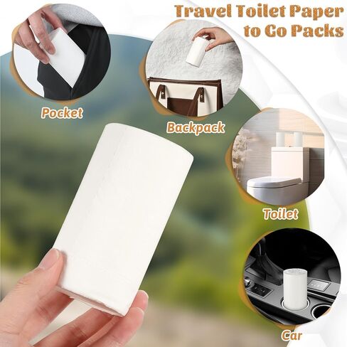 20 Rolls Travel Toilet Paper to Go Packs, Soft Camping Toilet Paper Bulk Portable Travel Size Compact Pocket Coreless Tissue Individually Wrapped for Camping Hiking RV Outdoors in Kuwait