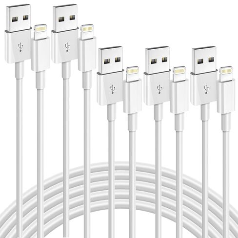 iPhone Charger, 5Pack(3/3/6/6/10FT) [Apple MFi Certified] Apple Charging Cables Lightning Cable Fast iPhone Charging Cord for iPhone 14/13/12/11/11Pro/11Max/ X/XS/XR/XS in Saudi Arabia