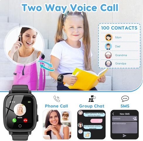 cjc 4G Smart Watch for Kids with GPS Tracker, Globally Applicable, Texting and Calling, Kids Watch for Ages 4-12 - Includes Video Call, Chat, SOS Alerts, App - Fun & Educational Birthday Gift Idea in Saudi Arabia