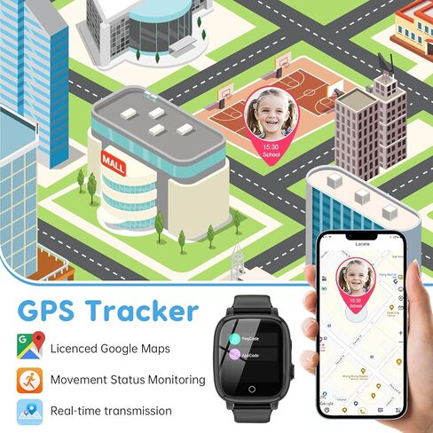 cjc 4G Smart Watch for Kids with GPS Tracker, Globally Applicable, Texting and Calling, Kids Watch for Ages 4-12 - Includes Video Call, Chat, SOS Alerts, App - Fun & Educational Birthday Gift Idea in Saudi Arabia