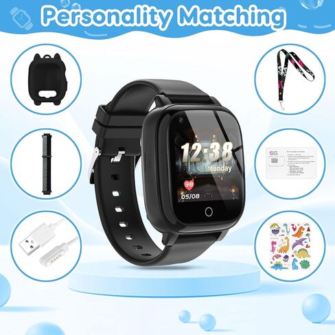 cjc 4G Smart Watch for Kids with GPS Tracker, Globally Applicable, Texting and Calling, Kids Watch for Ages 4-12 - Includes Video Call, Chat, SOS Alerts, App - Fun & Educational Birthday Gift Idea in Saudi Arabia
