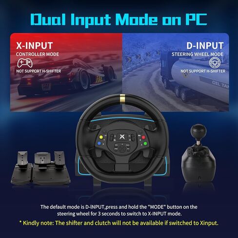 NBCP PC Racing Wheel - عجلة قيادة للألعاب بزاوية 1080 درجة مع ناقل حركة بنمط H بـ 6 سرعات ودواسة خطية، وتعديل الحساسية، وقفل الزاوية، وعجلة قيادة ألعاب مزدوجة الاهتزاز للكمبيوتر الشخصي، PS3 in Saudi Arabia