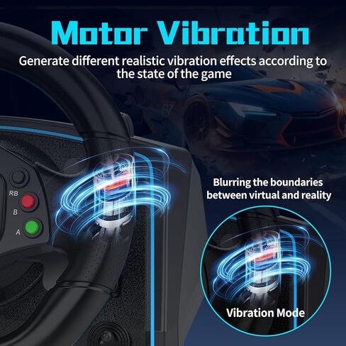 NBCP PC Racing Wheel - عجلة قيادة للألعاب بزاوية 1080 درجة مع ناقل حركة بنمط H بـ 6 سرعات ودواسة خطية، وتعديل الحساسية، وقفل الزاوية، وعجلة قيادة ألعاب مزدوجة الاهتزاز للكمبيوتر الشخصي، PS3 in Saudi Arabia