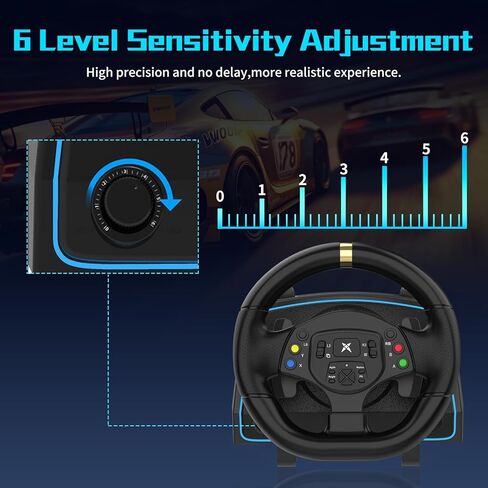 NBCP PC Racing Wheel - عجلة قيادة للألعاب بزاوية 1080 درجة مع ناقل حركة بنمط H بـ 6 سرعات ودواسة خطية، وتعديل الحساسية، وقفل الزاوية، وعجلة قيادة ألعاب مزدوجة الاهتزاز للكمبيوتر الشخصي، PS3 in Saudi Arabia