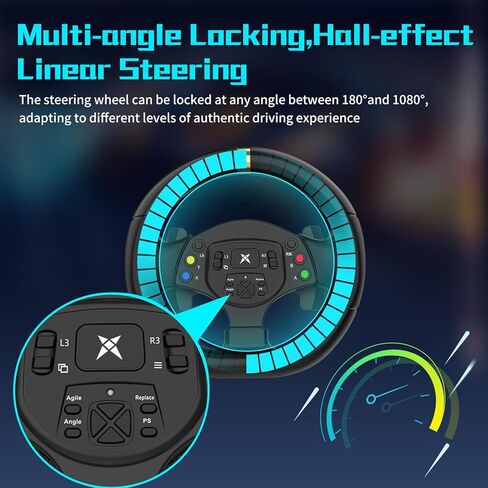 NBCP PC Racing Wheel - عجلة قيادة للألعاب بزاوية 1080 درجة مع ناقل حركة بنمط H بـ 6 سرعات ودواسة خطية، وتعديل الحساسية، وقفل الزاوية، وعجلة قيادة ألعاب مزدوجة الاهتزاز للكمبيوتر الشخصي، PS3 in Saudi Arabia