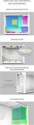 حافظة U310 M-ATX/ITX، حافظة Micro ATX، حافظة سطح مكتب محمولة مع نافذة جانبية زجاجية شفافة، تدعم وحدة معالجة الرسومات 310 مم، مبرد وحدة المعالجة المركزية 135 مم ومصدر طاقة ATX/SFX (أبيض) in Kuwait