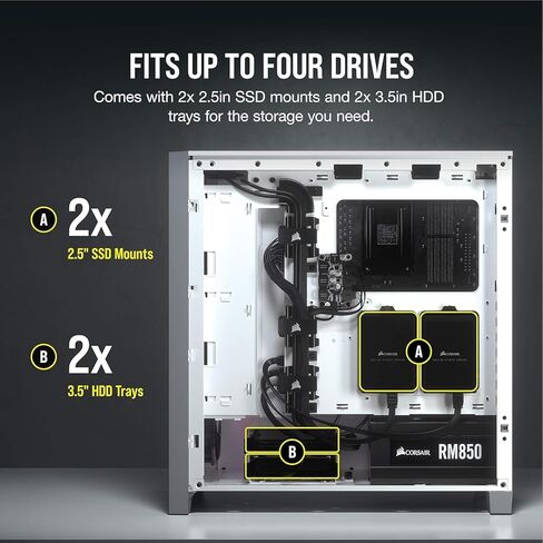 CORSAIR iCUE 4000X RGB Tempered Glass Mid-Tower ATX PC Case - 3X SP120 RGB Elite Fans - iCUE Lighting Node CORE Controller - High Airflow - White (Renewed) in Saudi Arabia