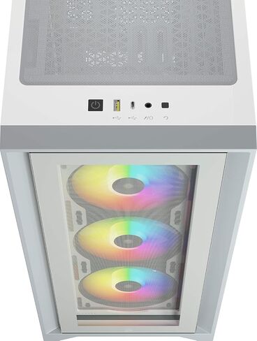 CORSAIR iCUE 4000X RGB Tempered Glass Mid-Tower ATX PC Case - 3X SP120 RGB Elite Fans - iCUE Lighting Node CORE Controller - High Airflow - White (Renewed) in Saudi Arabia