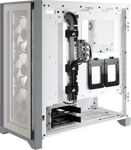CORSAIR iCUE 4000X RGB Tempered Glass Mid-Tower ATX PC Case - 3X SP120 RGB Elite Fans - iCUE Lighting Node CORE Controller - High Airflow - White (Renewed) in Saudi Arabia