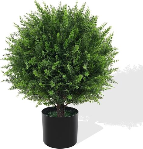 4FT Artificial Cedar Topiary Tree with Pot, Set of 2 Fake Evergreen Tree for Indoor Home Christmas Decor Outdoor Garden Porch Decor in Saudi Arabia
