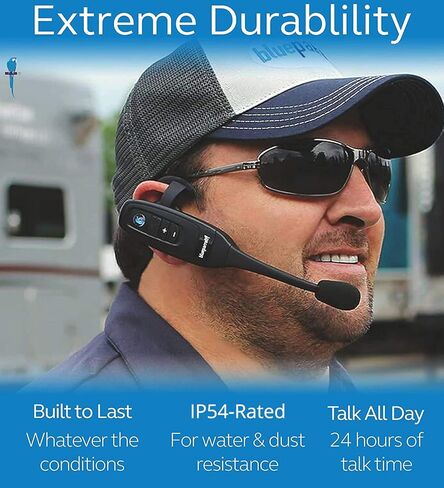 سماعة بلوتوث BlueParrott C400-XT تعمل بالتحكم الصوتي - صوت رائد في الصناعة مع نطاق لاسلكي طويل، إلغاء الضوضاء - متوافقة مع حزمة iOS وAndroid (أسود) مع حقيبة حمل Blucoil in Kuwait