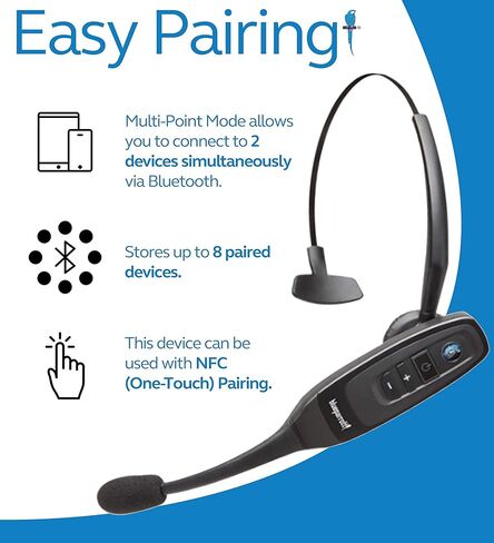 سماعة بلوتوث BlueParrott C400-XT تعمل بالتحكم الصوتي - صوت رائد في الصناعة مع نطاق لاسلكي طويل، إلغاء الضوضاء - متوافقة مع حزمة iOS وAndroid (أسود) مع حقيبة حمل Blucoil in Kuwait