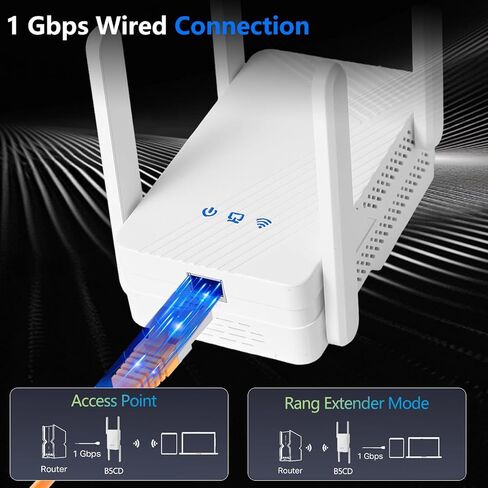 موسع BE3570 Wi-Fi 7 مع منفذ إيثرنت، مكرر لاسلكي ثنائي النطاق بسرعة 3.2 جيجابت في الثانية، معزز إشارة الإنترنت للمنزل، 12000 قدم مربع. in Saudi Arabia