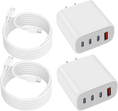 كتلة طاقة USB، محول شحن حائطي، شاحن ثنائي المنفذ مع كابلات c إلى c لهاتف iPhone 17/16/16 Pro Max/15 Series/Pro والمزيد (أبيض، 3 عبوات) in Kuwait