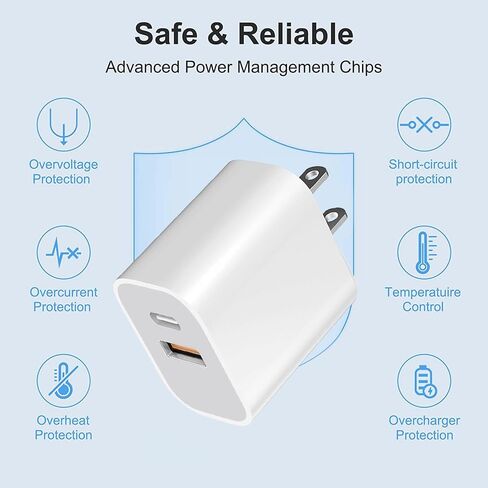 كتلة طاقة USB، محول شحن حائطي، شاحن ثنائي المنفذ مع كابلات c إلى c لهاتف iPhone 17/16/16 Pro Max/15 Series/Pro والمزيد (أبيض، 3 عبوات) in Saudi Arabia