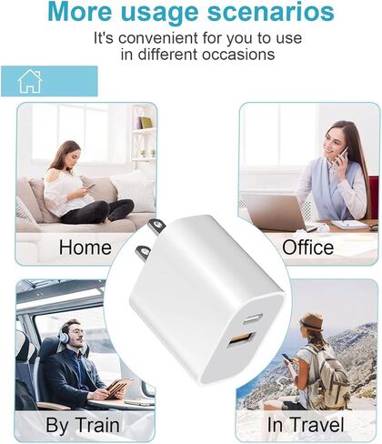 كتلة طاقة USB، محول شحن حائطي، شاحن ثنائي المنفذ مع كابلات c إلى c لهاتف iPhone 17/16/16 Pro Max/15 Series/Pro والمزيد (أبيض، 3 عبوات) in Saudi Arabia