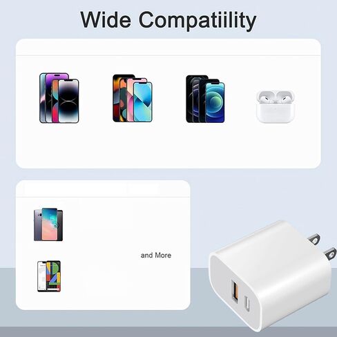 كتلة طاقة USB، محول شحن حائطي، شاحن ثنائي المنفذ مع كابلات c إلى c لهاتف iPhone 17/16/16 Pro Max/15 Series/Pro والمزيد (أبيض، 3 عبوات) in Saudi Arabia