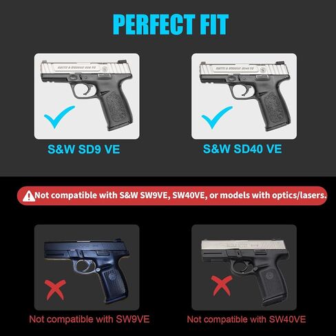 حافظة SD9VE وSD40VE، حافظة مجداف OWB لـ Smith & Wesson SD9 VE وSD40 VE مسدس، إصدار إصبع السبابة، غير قابلة للتعديل بدون أدوات 360 درجة، نظام الحافظة سريع الفصل، اليد اليمنى، تناسب أحزمة 1.5-2.0 بوصة in Kuwait