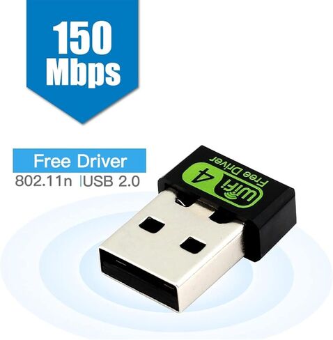 محول USB WiFi، 2.4 جيجا هرتز / 150 ميجابت في الثانية، التوصيل والتشغيل، هوائي مدمج عالي الكسب، محول USB لأجهزة الكمبيوتر المكتبية/الكمبيوتر المحمول، متوافق مع Windows 11/10/8/7/XP in Kuwait