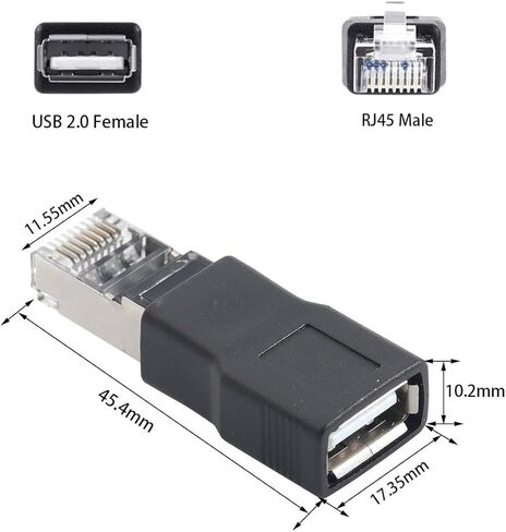 2Pcs RJ45 Male to USB 2.0 Female Adapter Converter,USB to RJ45 Ethernet Adapter for ADSL Modem、Routers、Computers in Saudi Arabia
