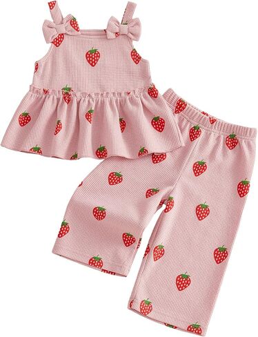Toddler Baby Girl Summer Clothes Bow Dasiy Spring Fall Outfit Cotton Linen Sleeveless Smocked Camisole Tank Top Pant in Saudi Arabia