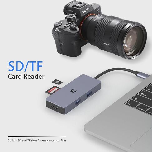 محول متعدد المنافذ USB C Hub من Tiergrade، موزع USB C 6 في 1 مع مخرج HDMI 4K، 3 منافذ USB 3.0، قارئ بطاقة SD، توصيل الطاقة من النوع C in Kuwait