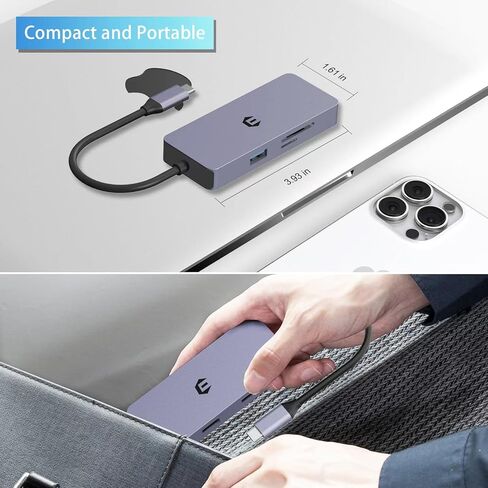 محول متعدد المنافذ USB C Hub من Tiergrade، موزع USB C 6 في 1 مع مخرج HDMI 4K، 3 منافذ USB 3.0، قارئ بطاقة SD، توصيل الطاقة من النوع C in Kuwait