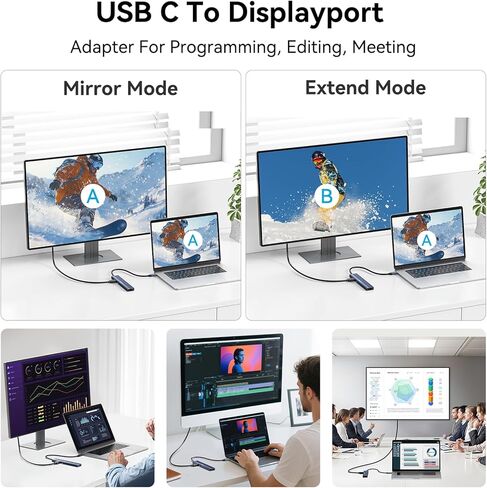 ACASIS USB C Hub with DP Port 10Gbps Multiport Adapter with 4K Display Port,3*USB3.2 Gen2+USB2.0 480M/bps Data Port, 100W Power Delivery, SD/TF3.0, USB C to Displayport for Video Editors and More in Saudi Arabia