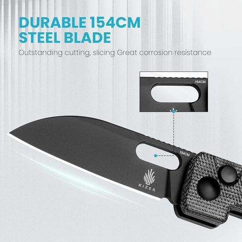 سكين جيب كيزر بانيش قابل للطي، 2.3 بوصة 154 سم سكين EDC صغير من الفولاذ، مقبض ميكارتا سكين صغير للرجال والنساء سكاكين حادة للتخييم والمشي لمسافات طويلة، V2676C1 in Kuwait