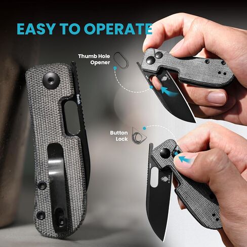 سكين جيب كيزر بانيش قابل للطي، 2.3 بوصة 154 سم سكين EDC صغير من الفولاذ، مقبض ميكارتا سكين صغير للرجال والنساء سكاكين حادة للتخييم والمشي لمسافات طويلة، V2676C1 in Kuwait