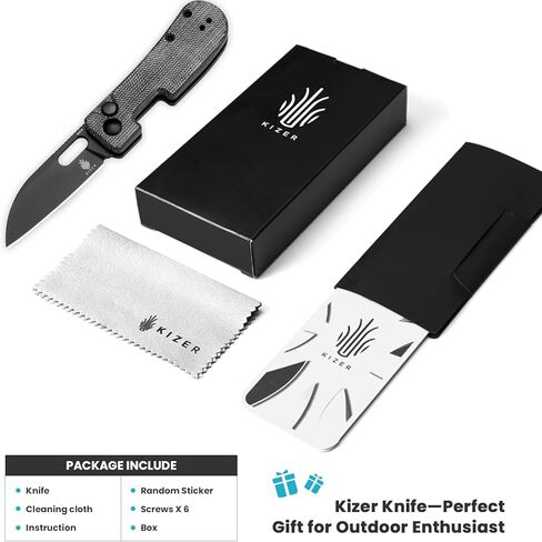 سكين جيب كيزر بانيش قابل للطي، 2.3 بوصة 154 سم سكين EDC صغير من الفولاذ، مقبض ميكارتا سكين صغير للرجال والنساء سكاكين حادة للتخييم والمشي لمسافات طويلة، V2676C1 in Kuwait