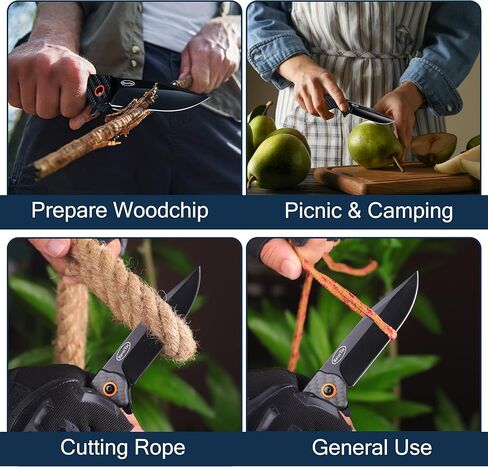 سكين جيب قابل للطي من RoverTac، شفرة D2 من الفولاذ المقاوم للصدأ مع مقبض من ألياف الكربون ومشبك قفل للجيب، مثالي للتخييم والتنزه سيرًا على الأقدام EDC، هدايا للرجال في عيد الميلاد in Kuwait