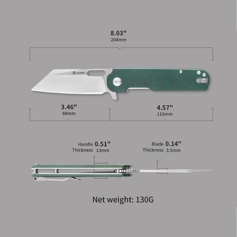 سكين جيب G770-GR EDC قابل للطي بشفرة حادة D2 من الفولاذ المقاوم للصدأ مقبض G10 مع مشبك خارجي قابل للطي وليس سكين أوتوماتيكي للصيد والصيد والمشي لمسافات طويلة أفضل هدية للرجال (أخضر) in Kuwait