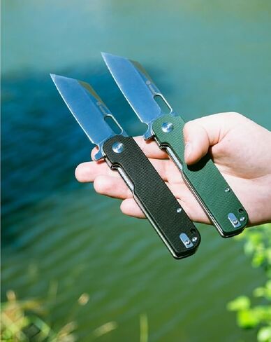 سكين جيب G770-GR EDC قابل للطي بشفرة حادة D2 من الفولاذ المقاوم للصدأ مقبض G10 مع مشبك خارجي قابل للطي وليس سكين أوتوماتيكي للصيد والصيد والمشي لمسافات طويلة أفضل هدية للرجال (أخضر) in Kuwait