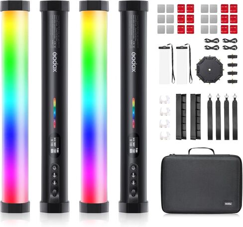 Godox 4Pack TL30 Kits RGB Tube Lights, Magnetic Handheld Light Wand, 2700-6500K CRI 97 TLCI 99 13FX Lux 740 with 2900mAh Battery Mini LED Video Light Stick for Photography YouTube TikTok in Saudi Arabia
