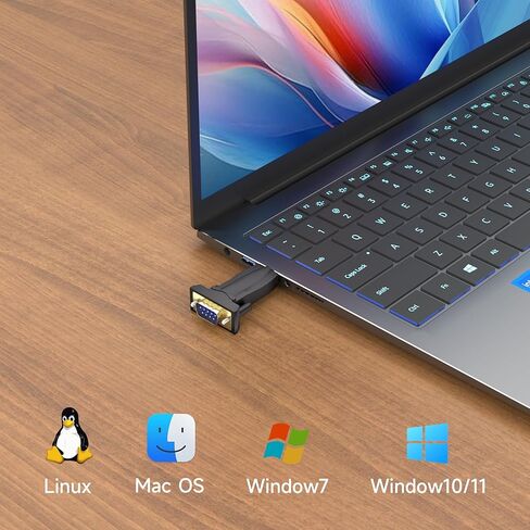 محول تسلسلي USB 2.0 إلى DB9 ذكر RS232 أسود مع شريحة FTDI FT232RL - موصلات مطلية بالذهب - متوافق مع أنظمة التشغيل Windows 11/10 وMac وLinux in Kuwait