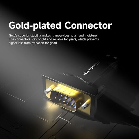 محول تسلسلي USB 2.0 إلى DB9 ذكر RS232 أسود مع شريحة FTDI FT232RL - موصلات مطلية بالذهب - متوافق مع أنظمة التشغيل Windows 11/10 وMac وLinux in Kuwait