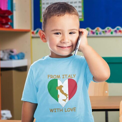 Toddler T-Shirt from Italy with Love Heart Flag Map Countries Flag Map Clothes in Saudi Arabia