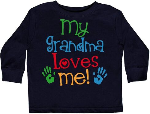 inktastic My Grandma Loves Me Gift Toddler Long Sleeve T-Shirt in Saudi Arabia
