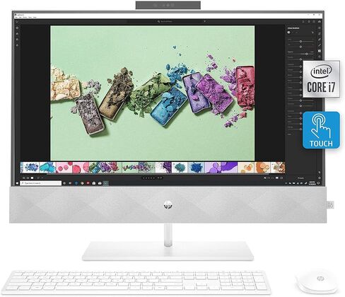كمبيوتر HP Pavilion 27-d0080 مقاس 27 بوصة يعمل باللمس AIO i7-10700T وسعة 16 جيجابايت وسعة 1 تيرابايت SSD 9ED27AA (متجدد) in Kuwait
