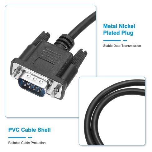 Generic 3.3 ft DB9 RS232 Serial Cable, Straight Through RS-232 Male to Male 9 Pin Extension Cable for Data Communication, Black in Saudi Arabia