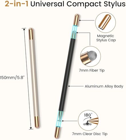Double-Tipped Stylus, Stylus Pen for Touchscreen, High Sensitivity, Magnetic Caps, Stylus Pen for iPhone, iPad, Android, Galaxy Microsoft,Chromebook Tablet,Compatible with Capacitive Touch Screen in Saudi Arabia