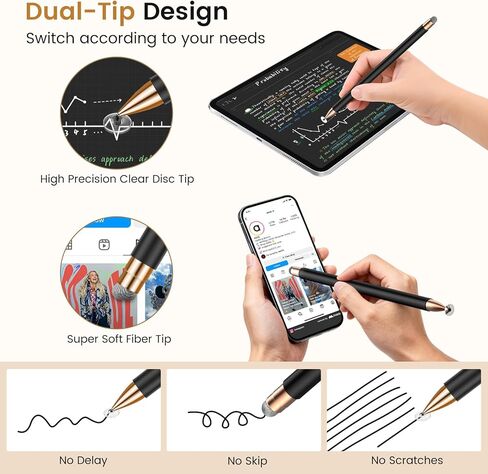 Double-Tipped Stylus, Stylus Pen for Touchscreen, High Sensitivity, Magnetic Caps, Stylus Pen for iPhone, iPad, Android, Galaxy Microsoft,Chromebook Tablet,Compatible with Capacitive Touch Screen in Saudi Arabia