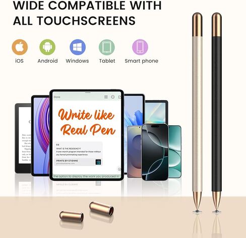 Double-Tipped Stylus, Stylus Pen for Touchscreen, High Sensitivity, Magnetic Caps, Stylus Pen for iPhone, iPad, Android, Galaxy Microsoft,Chromebook Tablet,Compatible with Capacitive Touch Screen in Saudi Arabia