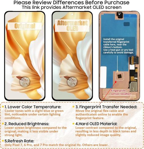 for Google Pixel 8 Pro Screen Replacement with Frame (Fingerprint Cable Transfer Required) Aftermarket Display for GC3VE G1MNW – 6.7" Touch Digitizer Assembly (Not Original LTPO OLED) in Saudi Arabia